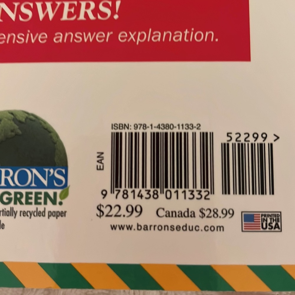 NWOT- Barron’s SAT Subject Test Math Level 1 - Picture 3 of 3